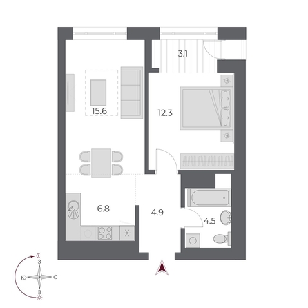 
  Продается 2-комн. квартира, 47.2 м², ЖК ОСКАР, дом 1
. Фото 1.