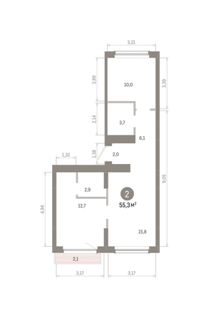 
  Продается 2-комн. квартира, 55.3 м², ЖК Лебедевский квартал, дом 1
. Фото 2.