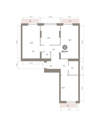 
  Продается 3-комн. квартира 90 м², в ЖК Лебедевский квартал, д 1. Фото 3.