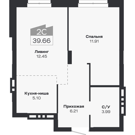 
  Продается 2-комн. квартира 39.66 м², в ЖК Базилик, дом 2. Фото 2.