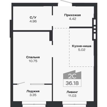 
  Продается 2-комн. квартира, 36.18 м², ЖК Базилик, дом 2
. Фото 1.