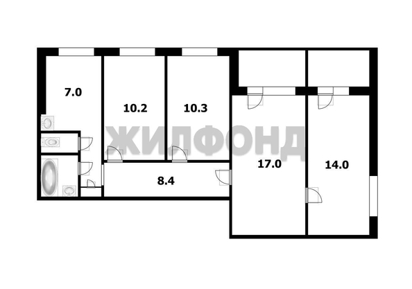 
  Продается 4-комн. квартира, 70.5 м², Бориса Богаткова ул, д. 194/6
. Фото 19.