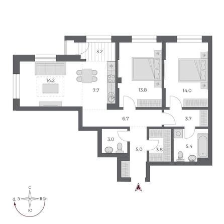 
  Продается 3-комн. квартира 80.5 м², в ЖК ОСКАР, дом 2. Фото 7.