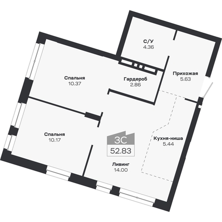 
  Продается 3-комн. квартира 52.83 м², в ЖК Базилик, дом 2. Фото 1.