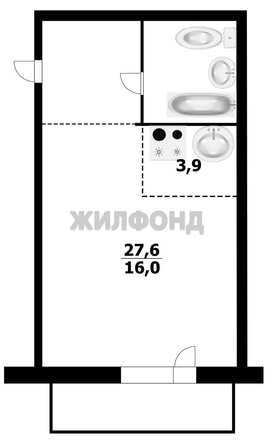 
  Продается студия 27.6 м². Фото 14.