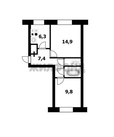 
  Продается 2-комн. квартира 42.6 м². Фото 6.