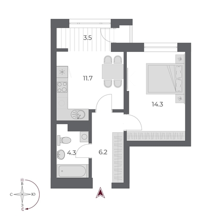 
  Продается 1-комн. квартира 40 м², в ЖК ОСКАР, дом 2. Фото 2.