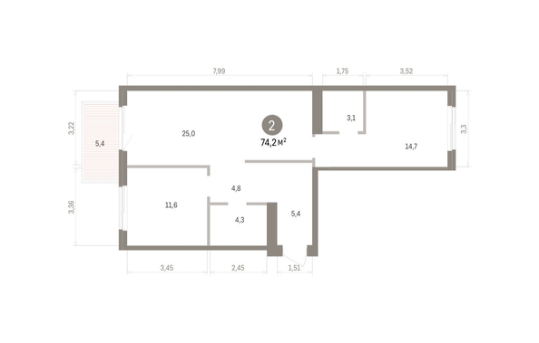 
  Продается 2-комн. квартира 74.2 м², в ЖК Пшеница, дом 5.2. Фото 1.