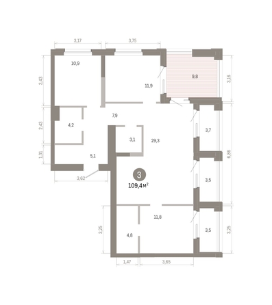 
  Продается 3-комн. квартира 109.35 м², в ЖК Город на озере. Фото 1.