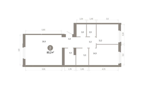 
  Продается 2-комн. квартира 80.21 м², в ЖК Город на озере. Фото 2.