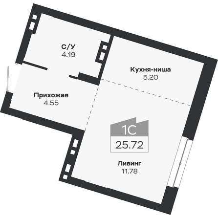
  Продается 1-комн. квартира 25.72 м², в ЖК Базилик, дом 2. Фото 1.