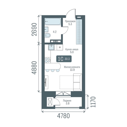 
  Продается 1-комн. квартира 30.3 м², в  Кварталы Немировича, 2 очередь. Фото 1.