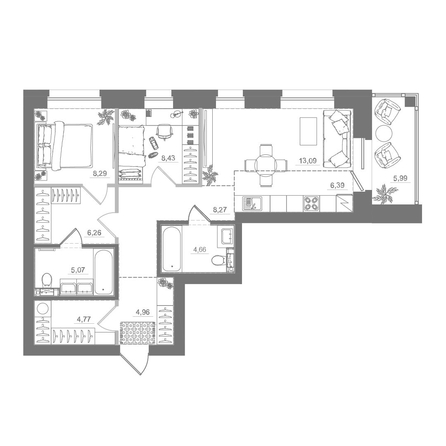
  Продается 2-комн. квартира 76.11 м², в ЖК Спектр, дом 10. Фото 1.