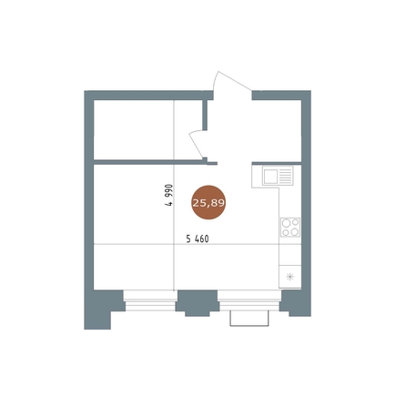 
  Продается студия 26 м², в ЖК 19/56 Кварталы Телецентра, сек 2. Фото 1.