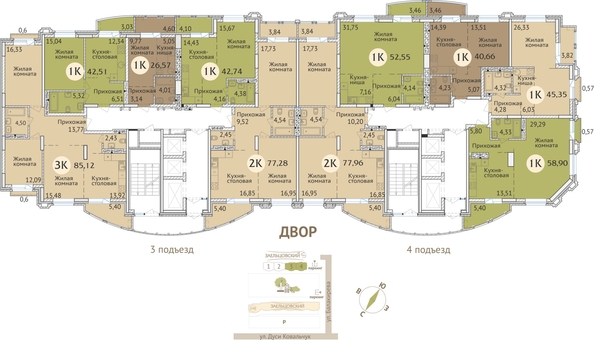 
  Продается 1-комн. квартира 45.3 м², в ЖК Заельцовский. Фото 21.