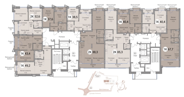 
  Продается 3-комн. квартира 85.3 м², в ЖК Тайм Сквер. Фото 19.
