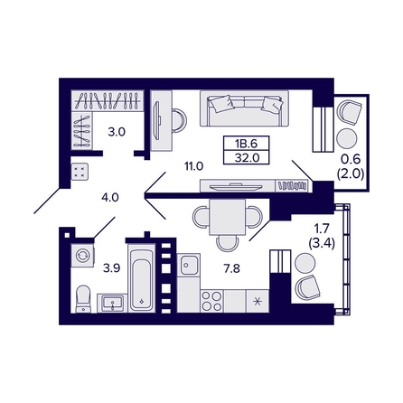 
  Продается 1-комн. квартира 32 м², в ЖК Сподвижники, дом 1. Фото 1.