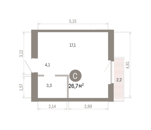 
  Продается студия 26.7 м², в ЖК Пшеница, 6.1. Фото 1.