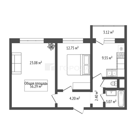 
  Продается 2-комн. квартира 56.3 м². Фото 7.
