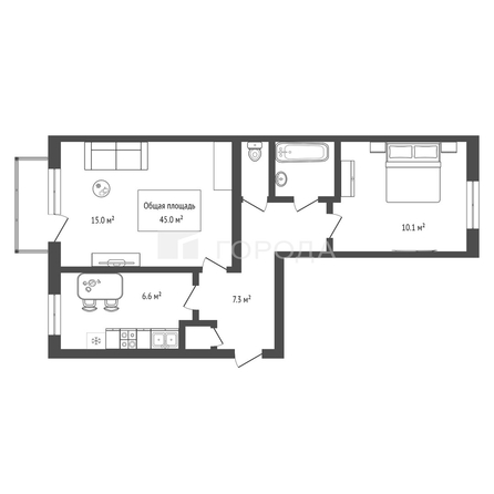 
  Продается 2-комн. квартира 42.9 м². Фото 8.