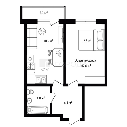
  Продается 1-комн. квартира 42 м², в ЖК Ред Фокс, дом 6/2. Фото 21.