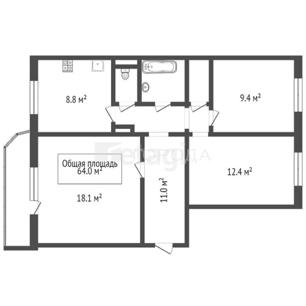 
  Продается 3-комн. квартира 64.2 м². Фото 9.