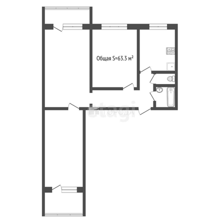 
  Продается 3-комн. квартира 60.4 м². Фото 28.