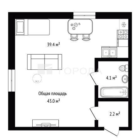 
  Продается 1-комн. квартира 43 м². Фото 5.