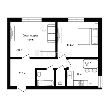 
  Продается 2-комн. квартира 64 м². Фото 13.