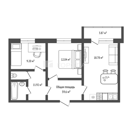 
  Продается 3-комн. квартира 59.6 м², в ЖК Чистая Слобода, дом 17. Фото 17.