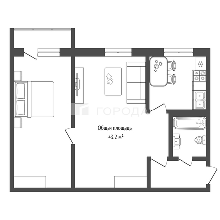 
  Продается 2-комн. квартира 43.2 м². Фото 2.