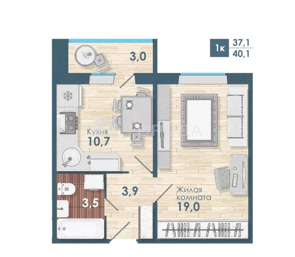 
  Продается 1-комн. квартира 40.7 м², в ЖК Чистая Слобода, дом 45. Фото 8.