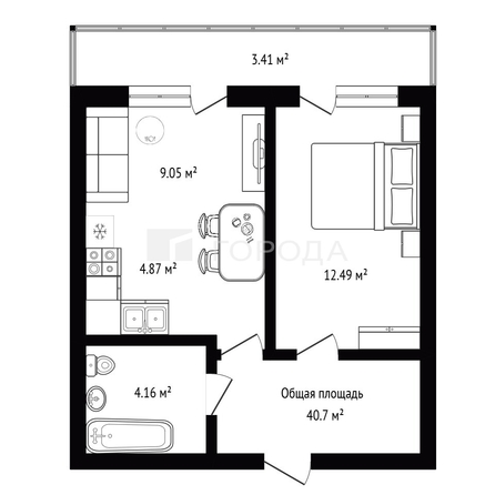 
  Продается 1-комн. квартира 40.7 м², в ЖК Чистая Слобода, дом 45. Фото 9.