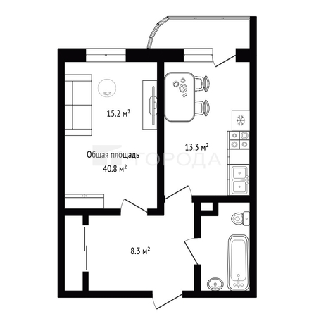 
  Продается 1-комн. квартира 40.8 м². Фото 18.