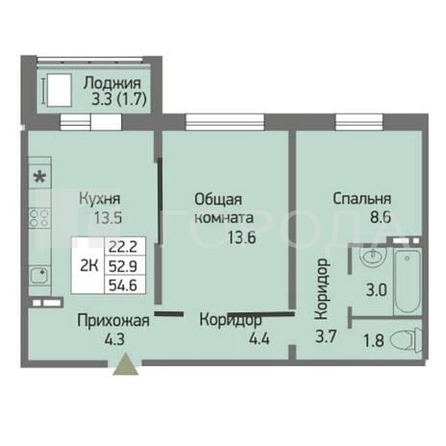 
  Продается 2-комн. квартира 52 м², в ЖК Акварельный 3.0, дом 1. Фото 31.