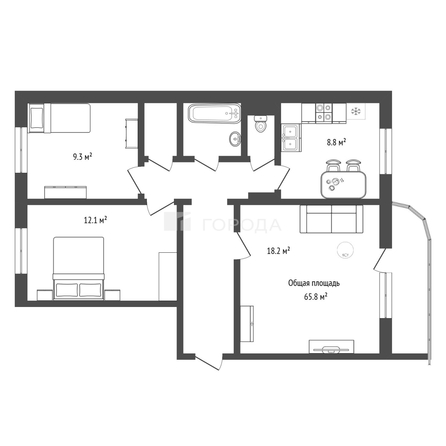 
  Продается 3-комн. квартира 65.8 м². Фото 19.