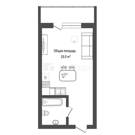 
  Продается студия 28 м². Фото 10.