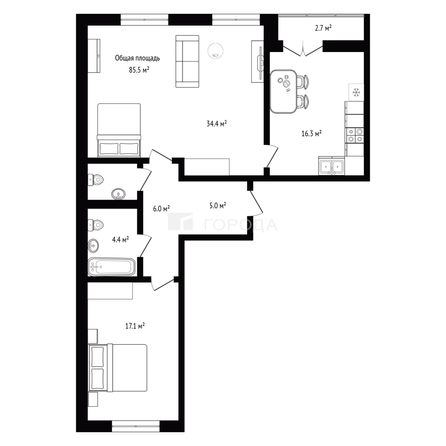 
  Продается 3-комн. квартира 85.5 м², в ЖК Дежнёв, дом 5. Фото 26.