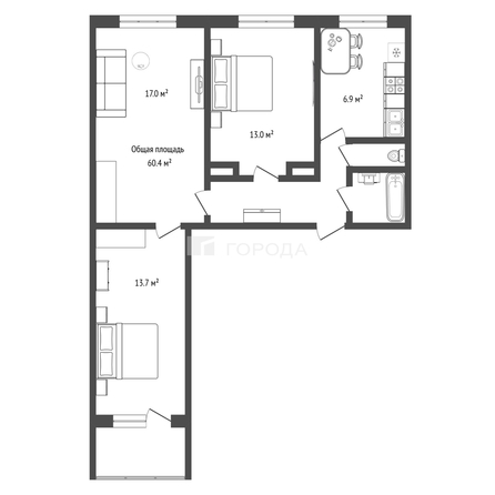 
  Продается 3-комн. квартира 60.4 м². Фото 7.