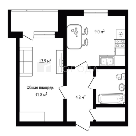 
  Продается 1-комн. квартира 31.8 м². Фото 8.