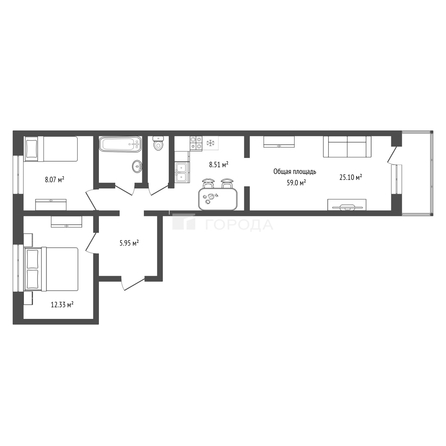 
  Продается 3-комн. квартира 59 м². Фото 20.