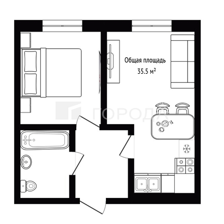 
  Продается 2-комн. квартира 35.5 м², в ЖК 19/56 Кварталы Телецентра, сек 1. Фото 7.
