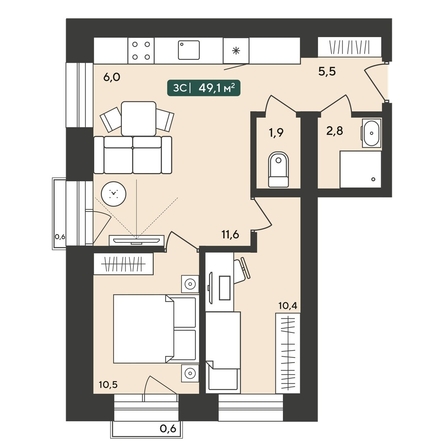 
  Продается 3-комн. квартира 49.1 м², в ЖК Альпийский квартал, 2 очередь. Фото 11.