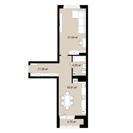 
  Продается 2-комн. квартира 55.55 м², в ЖК  Римский квартал, 2 очередь. Фото 2.