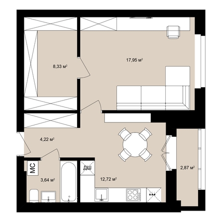 
  Продается студия 48.8 м², в ЖК  Римский квартал, 2 очередь. Фото 2.