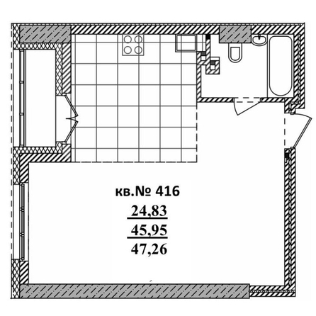 
  Продается студия 47.07 м², в ЖК  Римский квартал, 2 очередь. Фото 3.