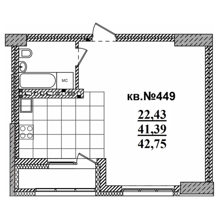 
  Продается студия 42.75 м², в ЖК  Римский квартал, 2 очередь. Фото 3.