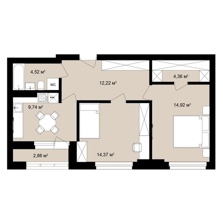 
  Продается студия 64.78 м², в ЖК  Римский квартал, 2 очередь. Фото 2.