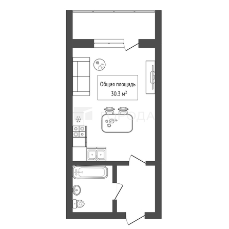 
  Продается студия 30.3 м². Фото 15.