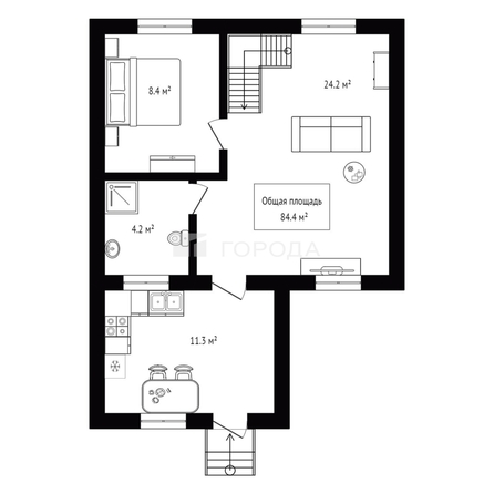 
  Продается коттедж 84.4 м². Фото 28.